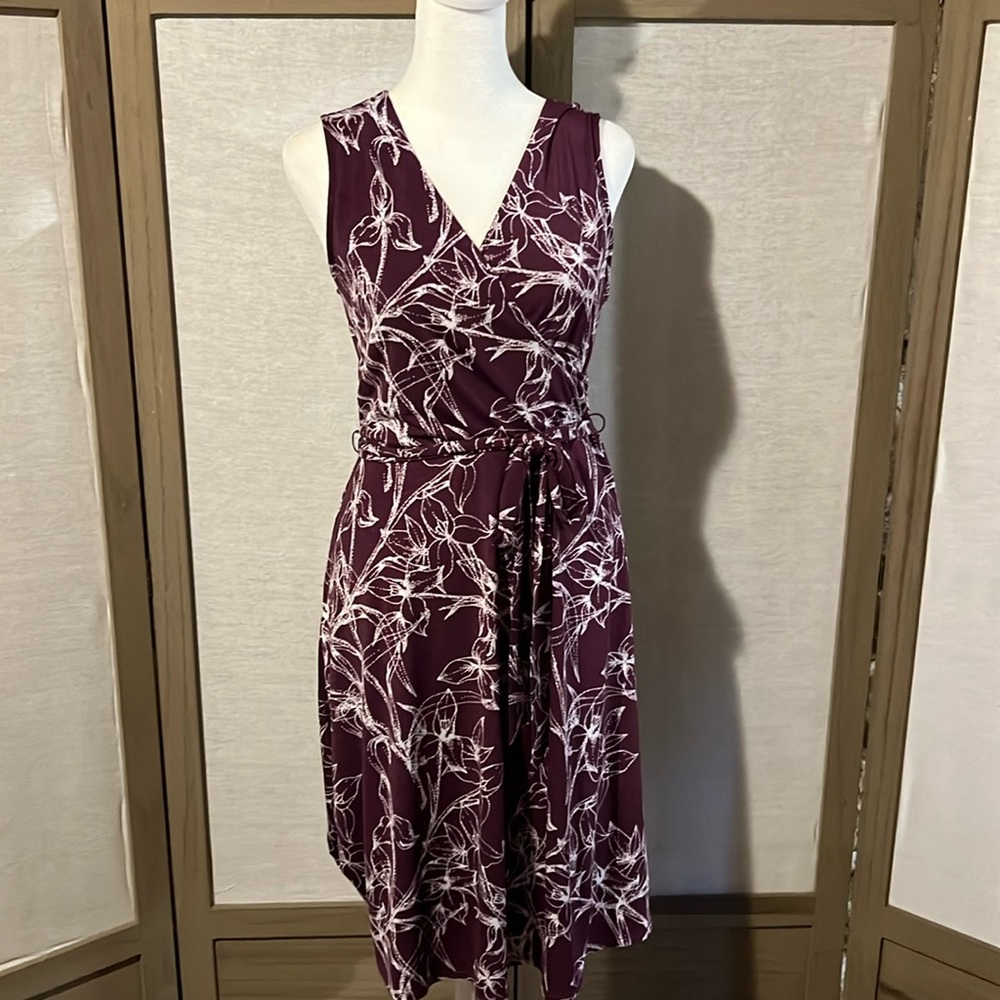 41 Hawthorn Kassidy Faux Wrap Dress Purple Geo Print Stretch Workwear Womens